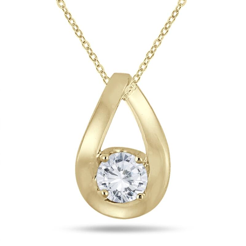 Marquee 1/2 Carat Tear Drop Diamond Solitaire Pendant in 10K Yellow Gold