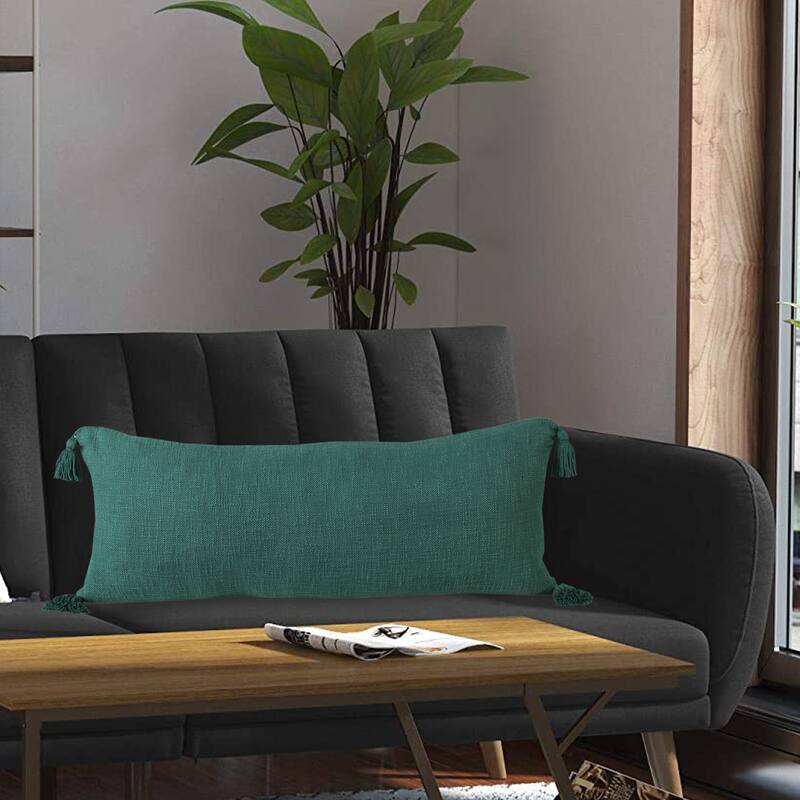 Sevita Solid Cotton Throw Pillow with Tassels