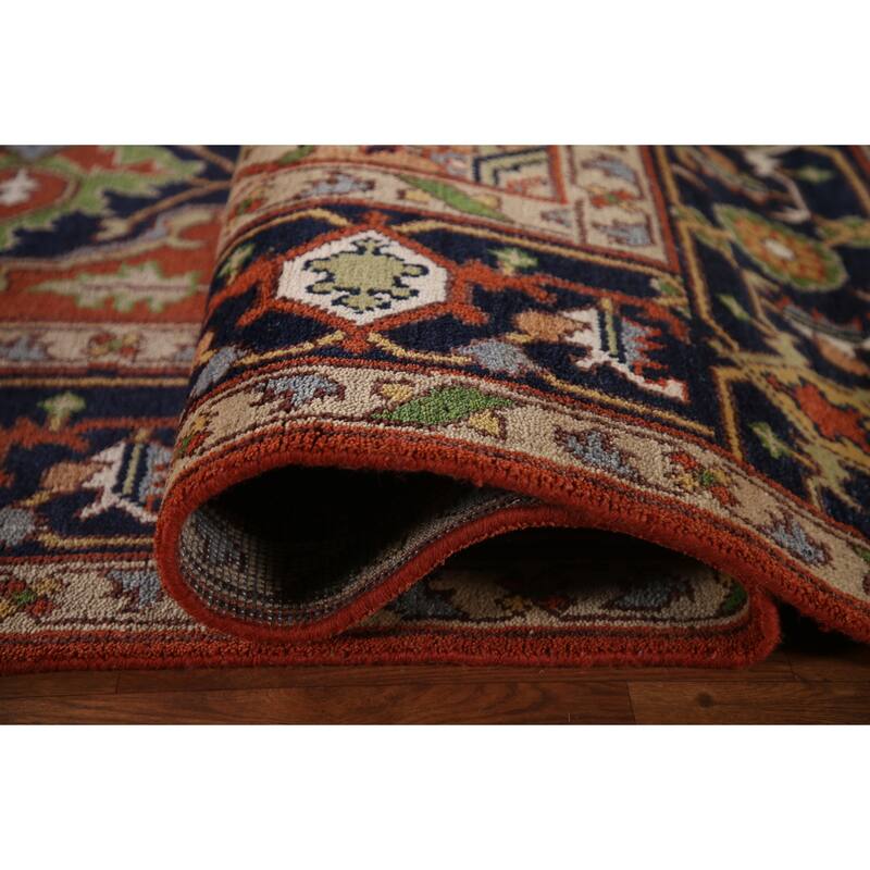Orange Heriz Serapi Oriental Area Rug Hand-Knotted Wool Carpet - 9'0"x 11'11"