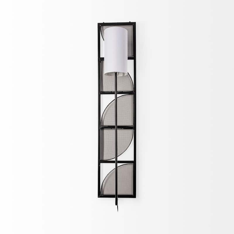 Navin Black Metal Frame With White Fabric Shade Rectangular Wall Sconce (47" x 10")