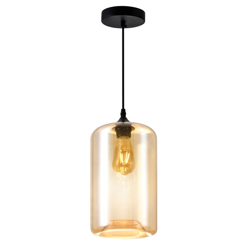 Glass 1 Light 7in Cognac Down Mini Pendant - Transparent Cognac