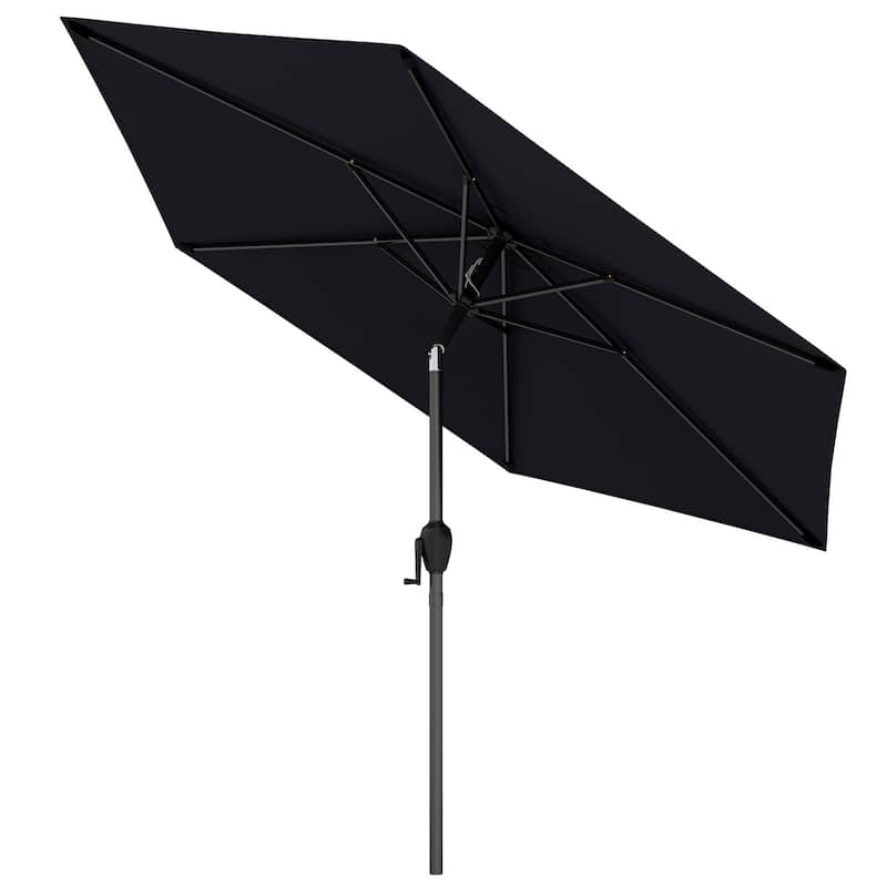 Polyester 7.5FT Patio Umbrella with Tilt, Crank and Vented Canopy - Black