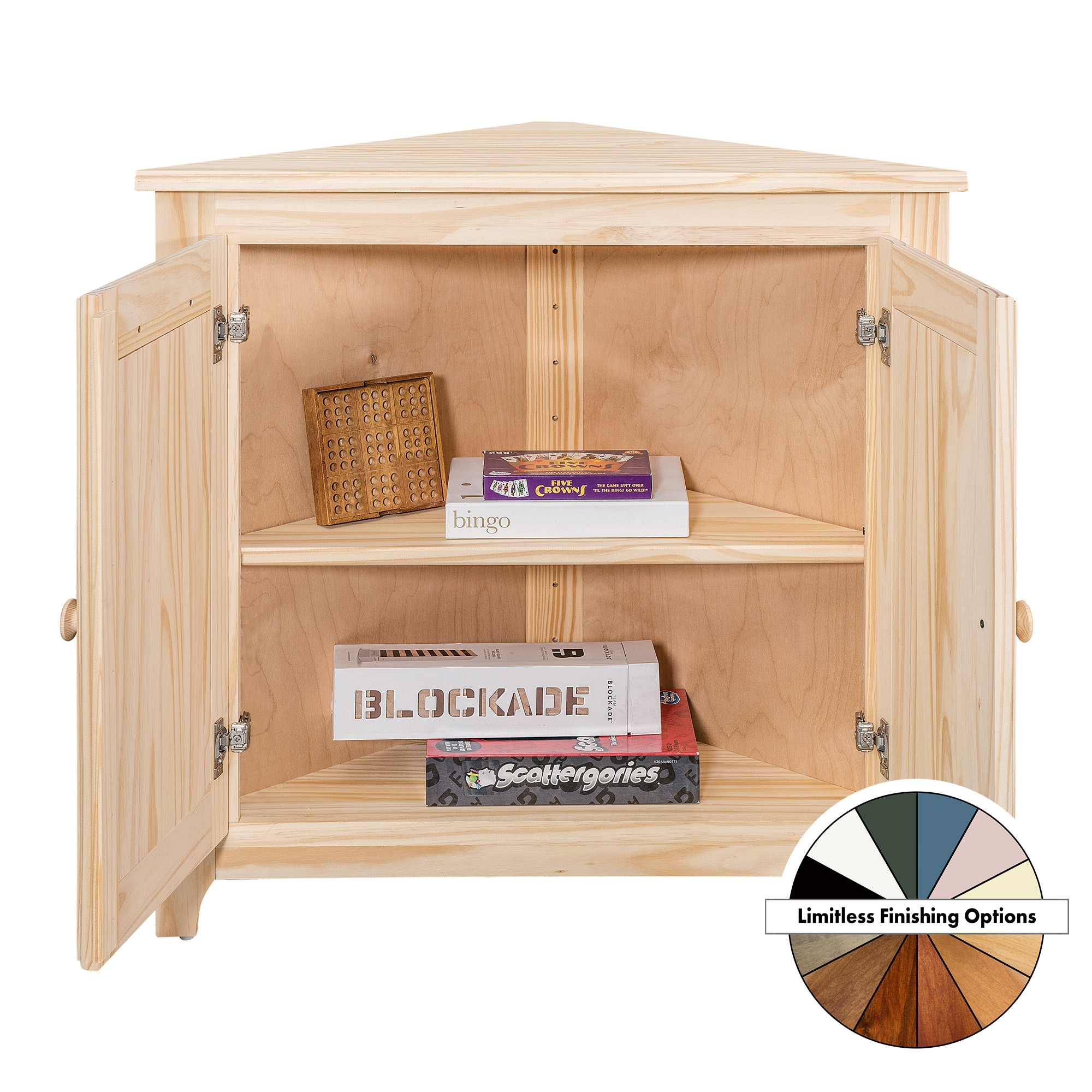 Unfinished wood clearance corner cabinet