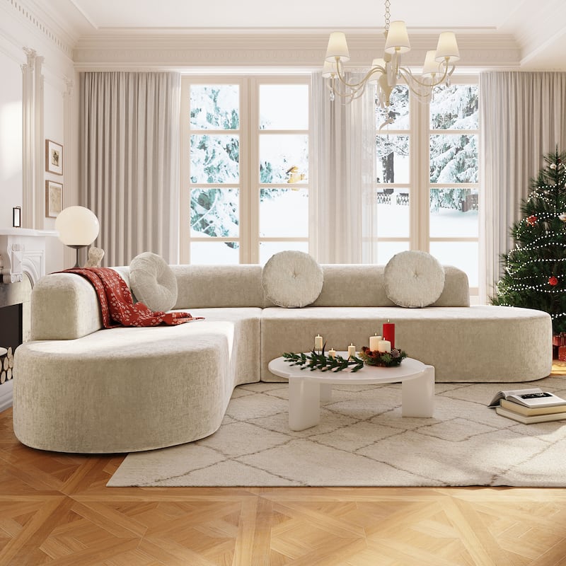 Christopher Knight Home - Mirod 122'' Extra Large Sectional Sofa with Elegant Curved Design and Plush Round Cushions