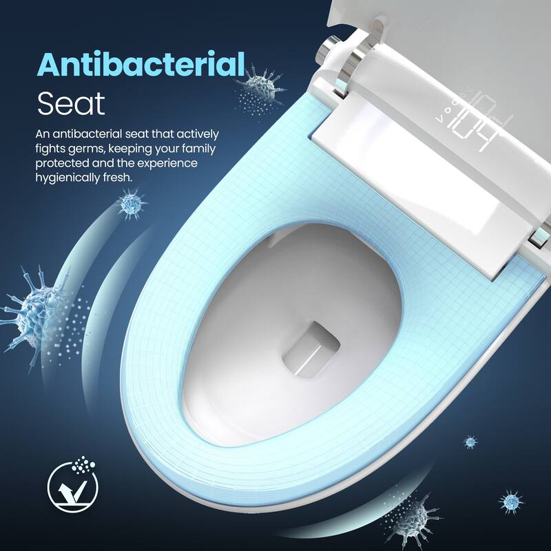 Madrid Smart Toilet Bidet Combo in White with LED Display, Off-Seat Auto Flush, Auto Open & Close Lid, Foot Sensor Operation