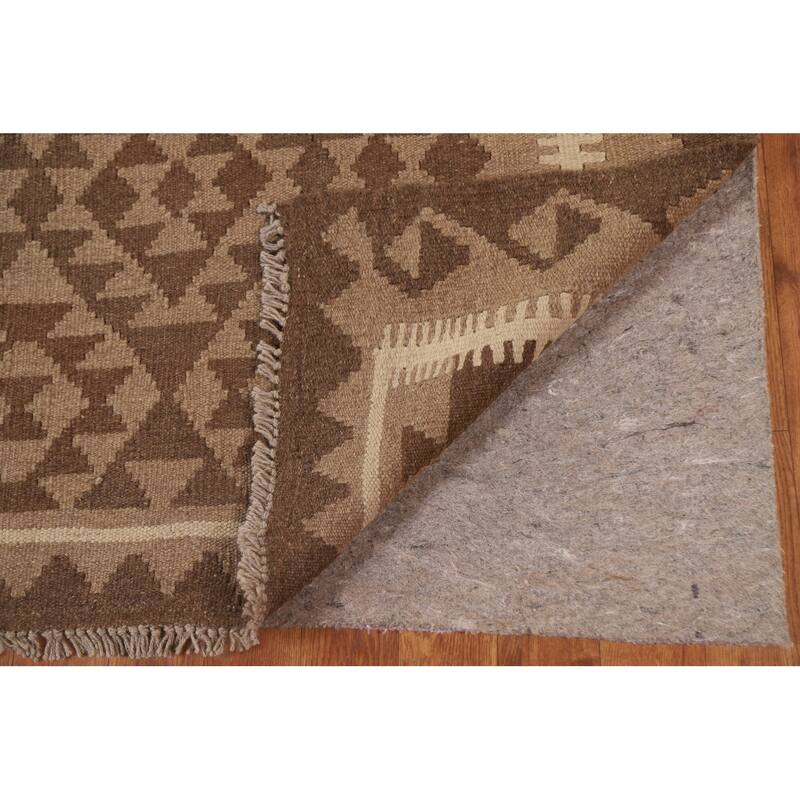 Reversible Kilim Oriental Area Rug Hand-woven Tribal Brown Wool Carpet - 5'3" x 8'3"