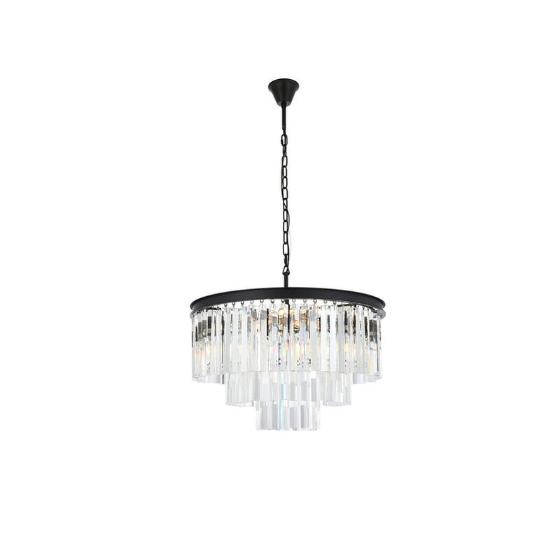Royce Edge 9-Light Matte Black Chandelier - matte black (royal cut clear crystals)