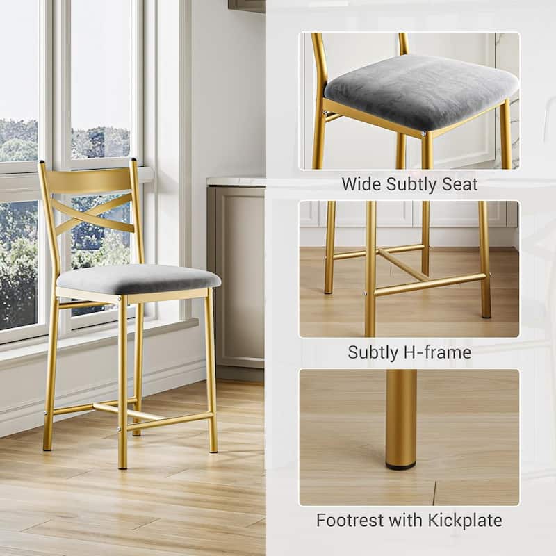 Modern 26" Counte Height Bar Stools for Kitchen Island, Gold
