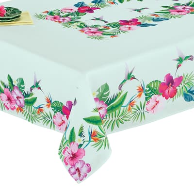 Colorful Tropical Hummingbird Printed Tablecloth
