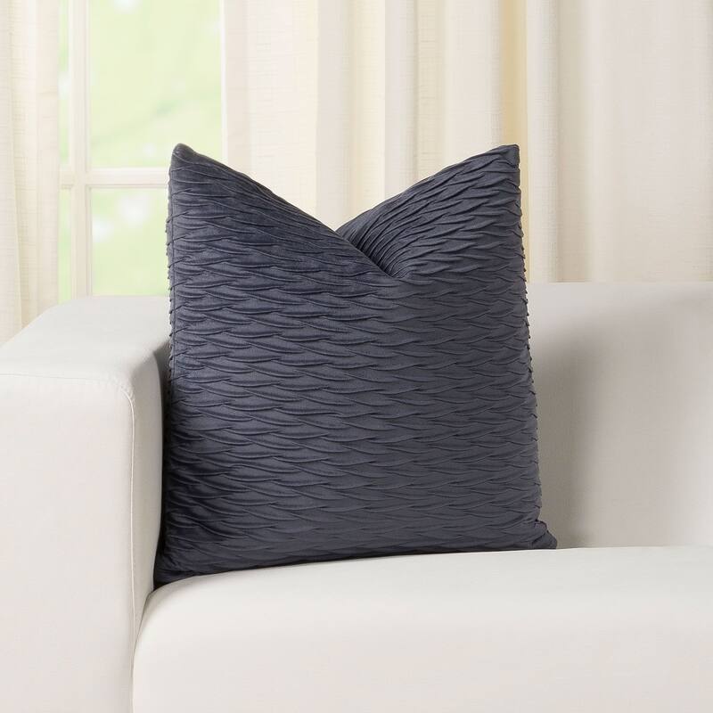 Siscovers Fluctuate Pleated Velvet Throw Pillow - 22 x 22 - Bluestone