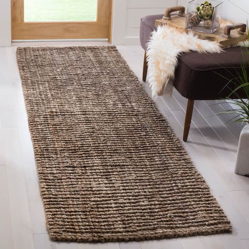 SAFAVIEH Jerneja Handmade Solid Chunky Jute Area Rug - 2'6" x 8' Runner - Natural/Grey