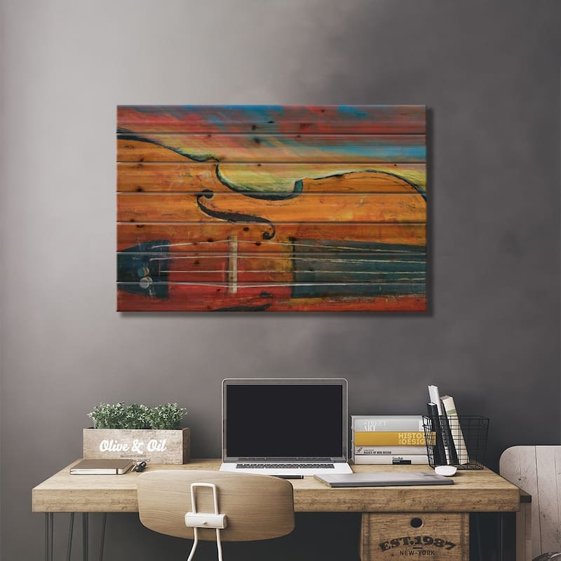 Violin Print On Wood by Michael Creese - Multi-Color