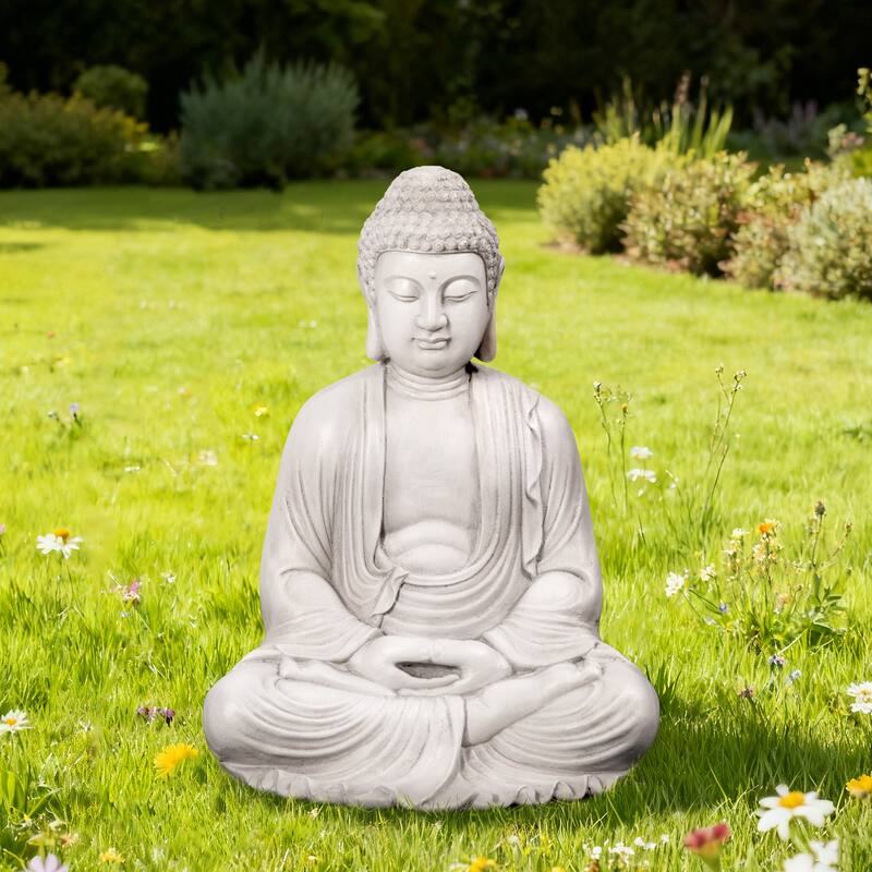 Glitzhome Zen-Style MgO Meditating Garden Buddha Statues Monk Sculpture Indoor Outdoor
