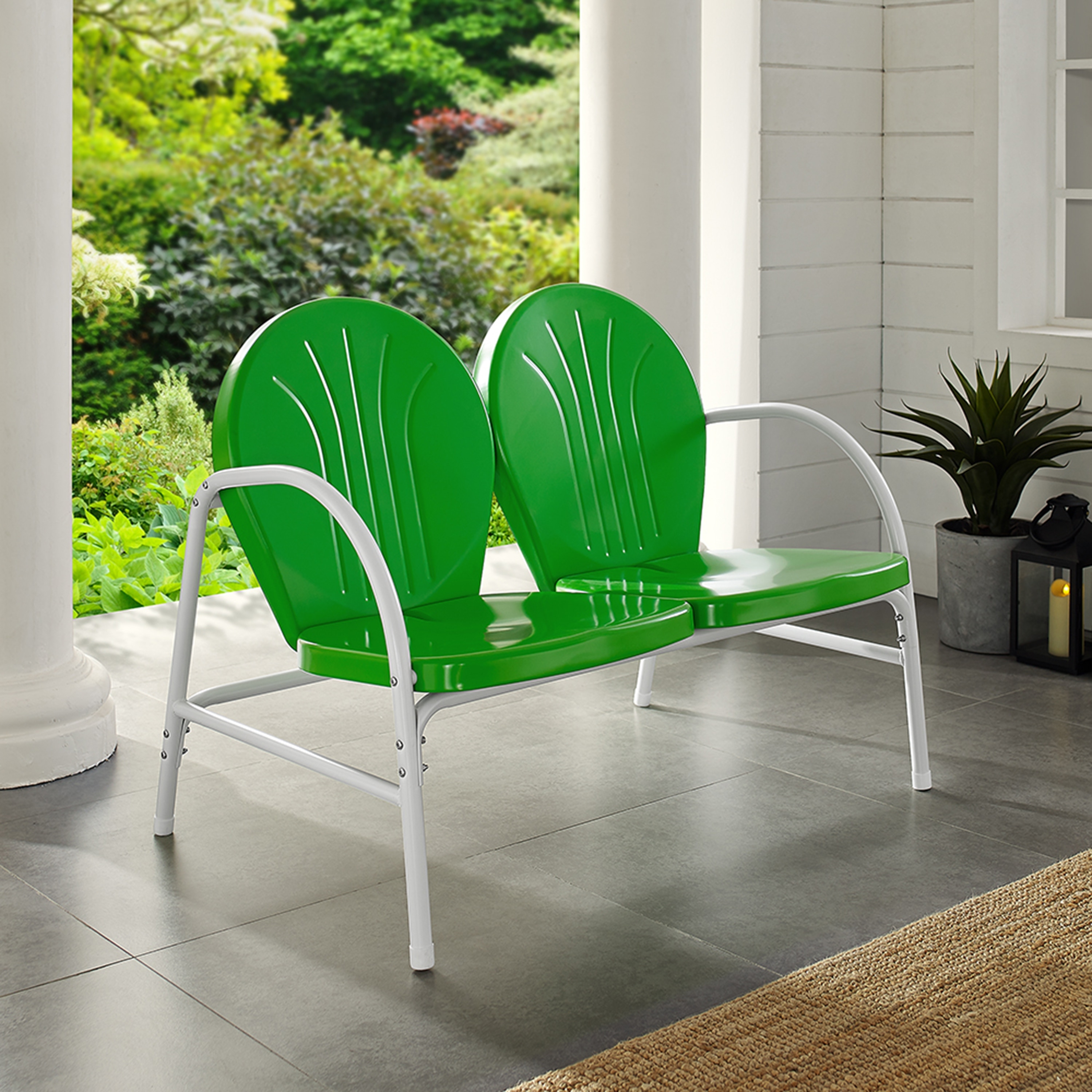 Shop Griffith Grasshopper Green Finish Metal Outdoor Loveseat Overstock 15276230