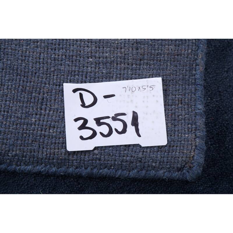 Blue Contemporary Gabbeh Oriental Area Rug Hand-knotted Wool Carpet - 5'5" x 7'10"