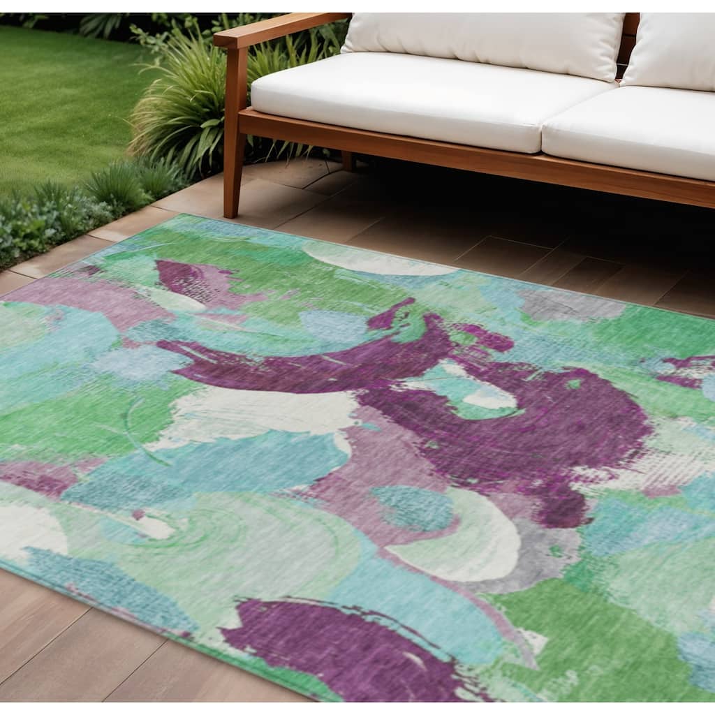 HomeRoots Abstract Transitional Rectangle Outdoor Rug