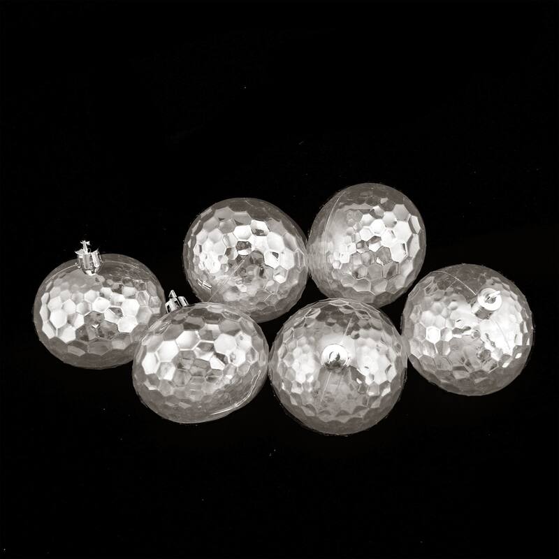 6ct Transparent Shatterproof Disco Ball Christmas Ornaments 2.5" (60mm)