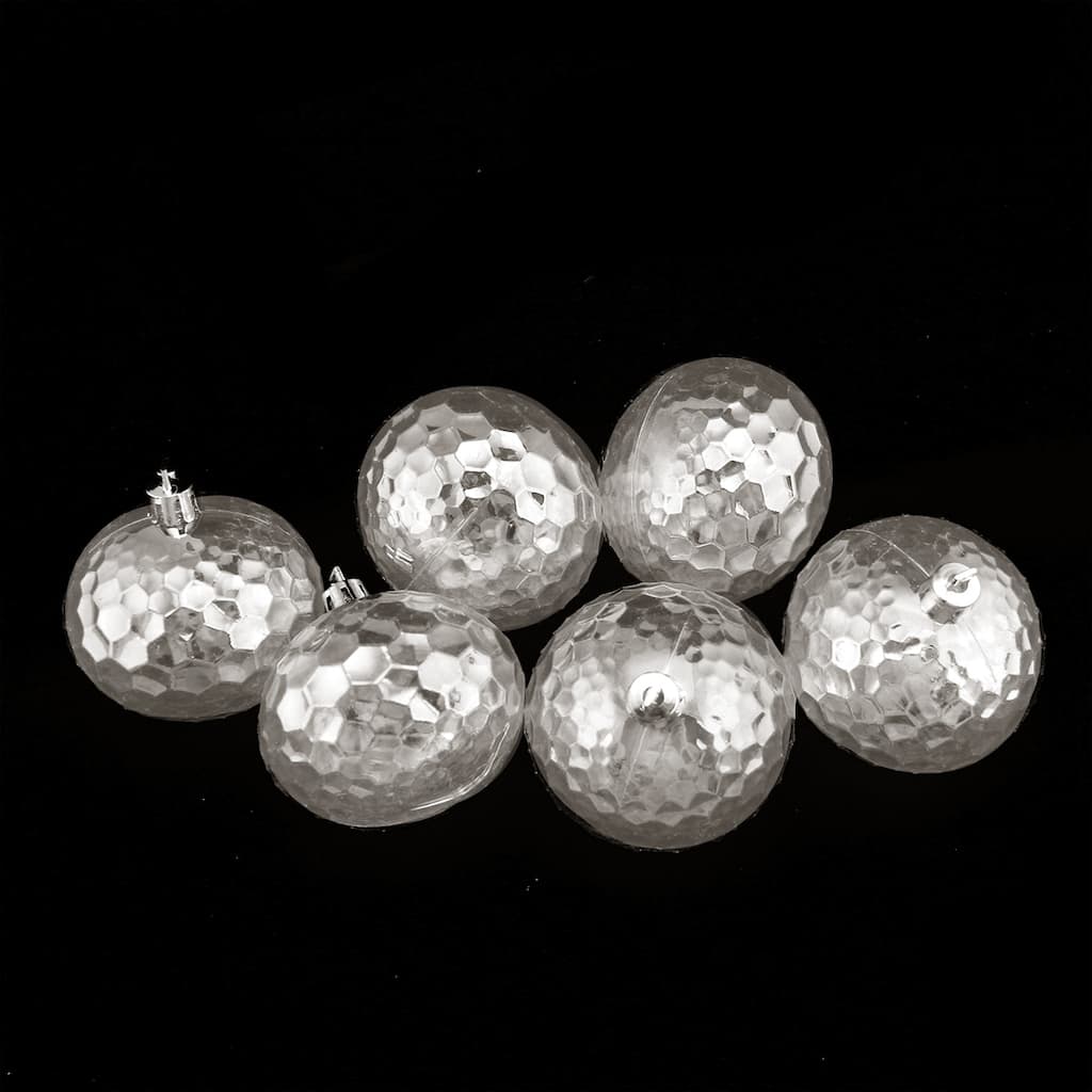 6ct Transparent Shatterproof Disco Ball Christmas Ornaments 2.5" (60mm)