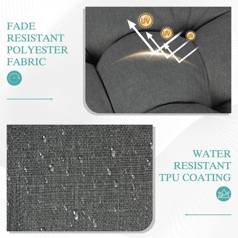 Aoodor 19x19x5 Inch Tufted Outdoor Chair Cushions, Water and Fade Resistant Polyester Dining Chair Pads with Ties, Set of 2