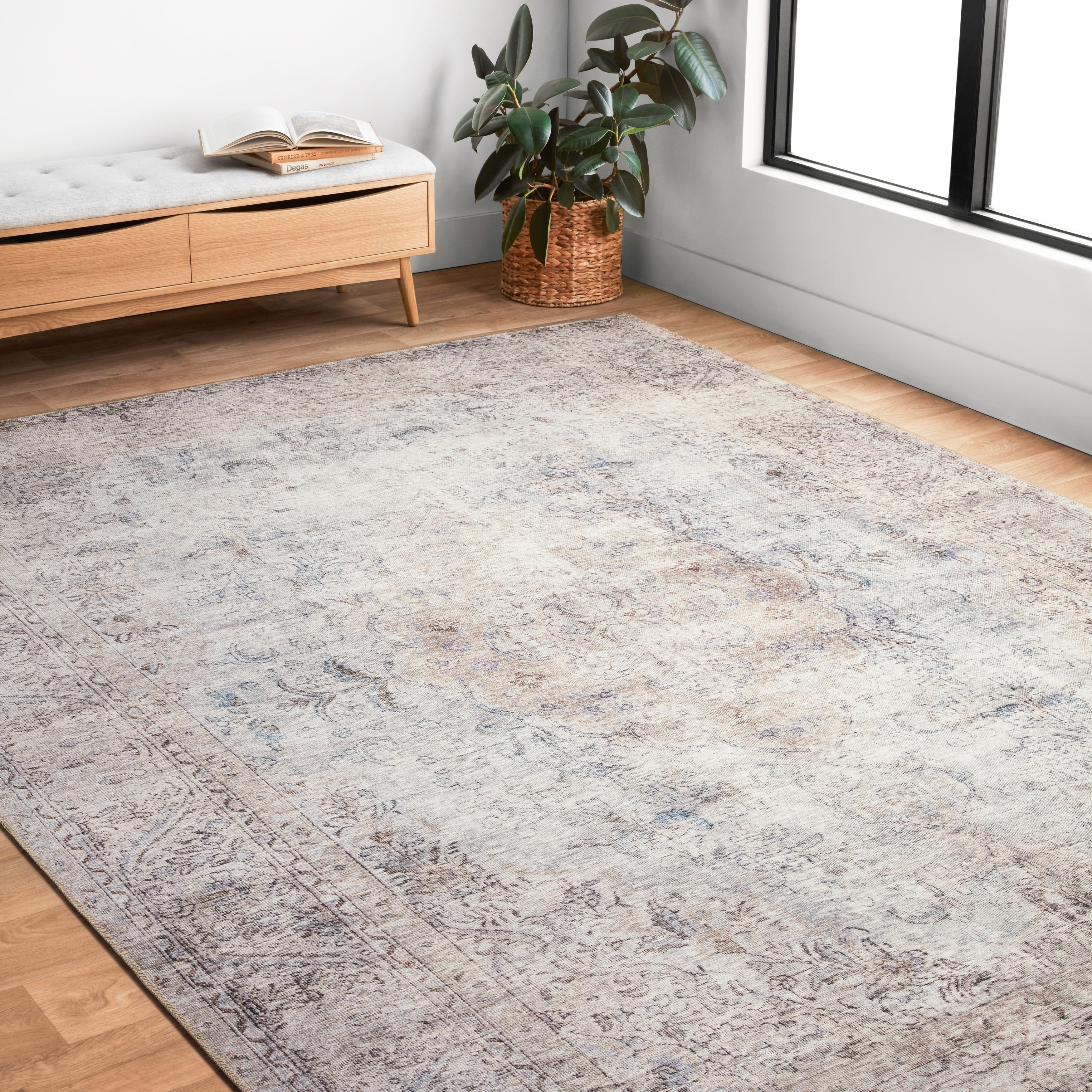 Alexander Home Tremezzina Printed Medallion Shabby Chic Distressed Rug