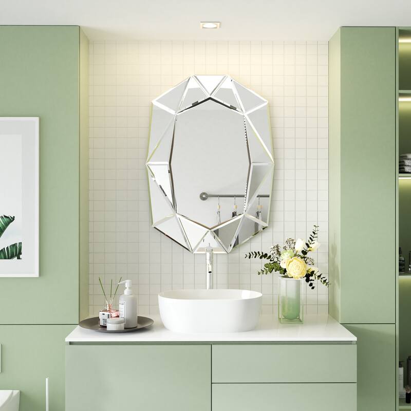 Diamond Beveled Edge Bathroom Wall Vanity Mirror