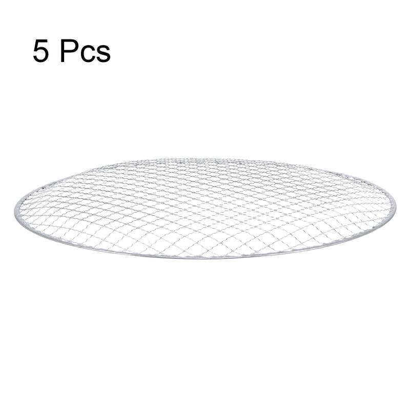 5pcs Round BBQ Grill Net 13.6" Dia Galvanized Iron Barbecue Mesh Mat for Baking