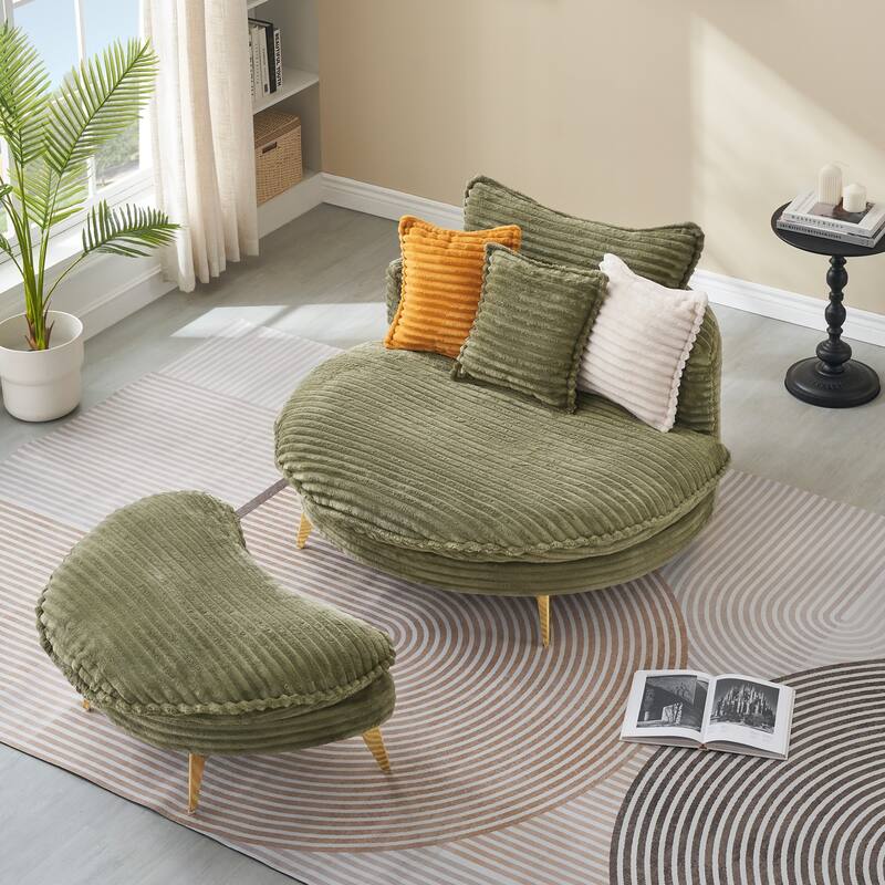 Comfortable Upholstered Armless Chair with Ottoman