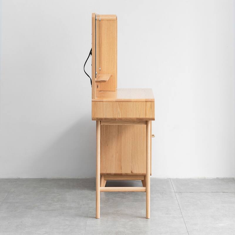 Vanity 100% solid oak desk with 4 drawer for Bedroom