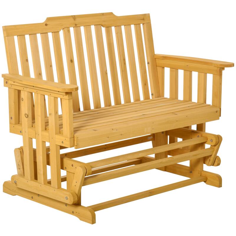 Outsunny 2-Person Patio Swing Glider Bench with Quick Drying Design and Wide Armrest