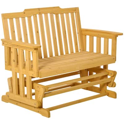 Outsunny 2-Person Patio Swing Glider Bench with Quick Drying Design and Wide Armrest