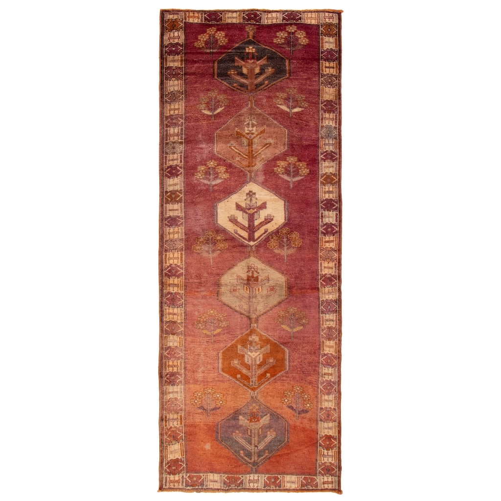 ECARPETGALLERY Hand-knotted Melis Vintage Burgundy Wool Rug - 5'0 x 13'6