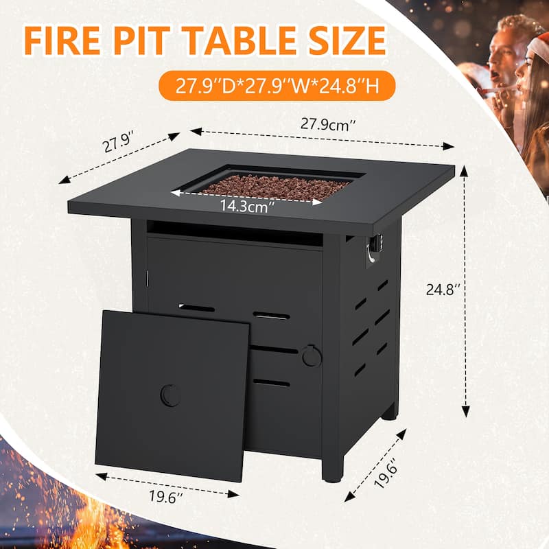 Futzca Propane Fire Pit 50000 BUT Outdoor Gas Fire Table with Lid