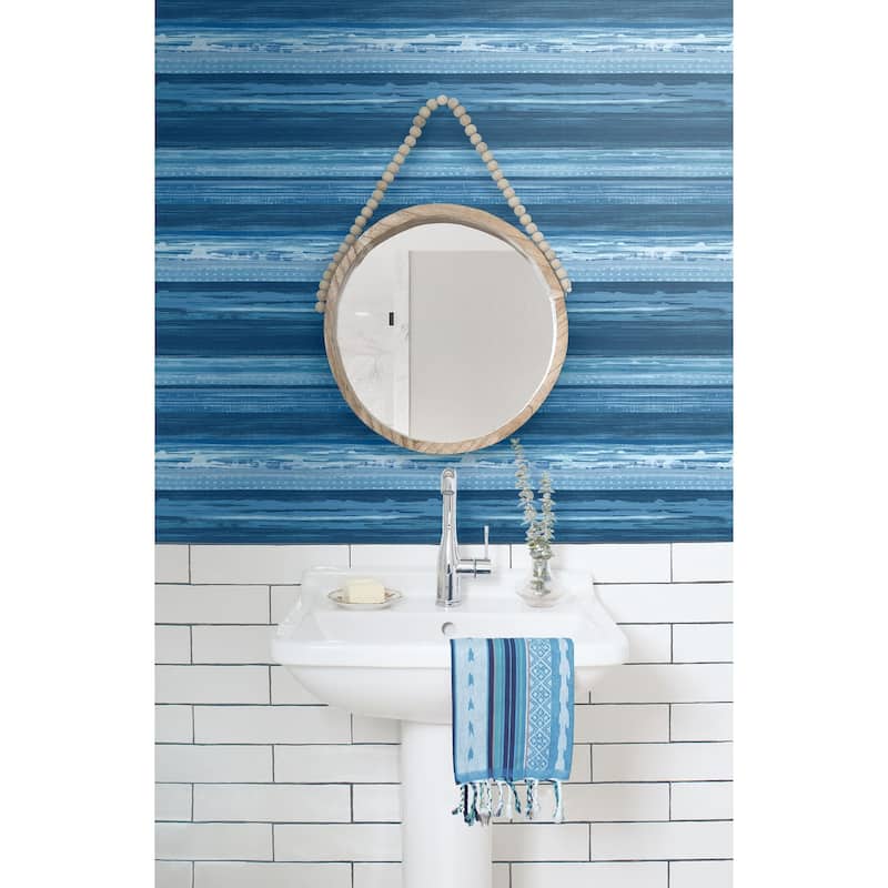 Seabrook Designs Boho Rhapsody Horizon Brushed Stripe Unpasted Wallpaper