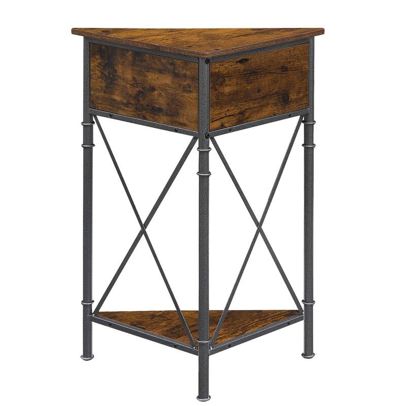 Javlergo Corner Table with Drawer and Storage Shelf, Triangle Freestanding Floor Cabinet for Kitchen, Living Room and Bedroom