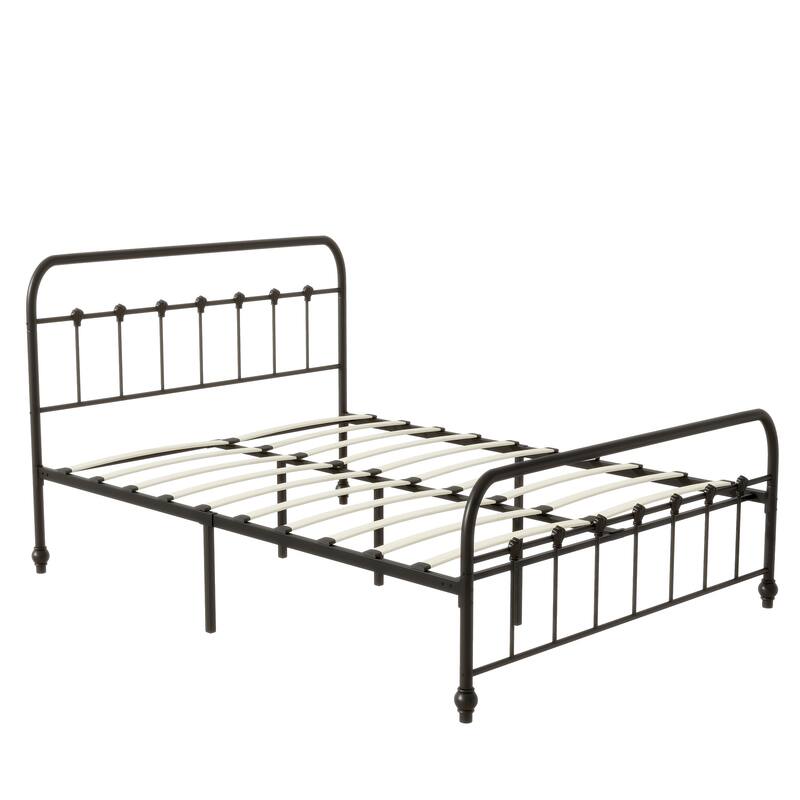 Metal Platform Bed Frame with Headboard and Footboard, Heavy Duty Slat Support/Underbed Storage Space, Vintage Style