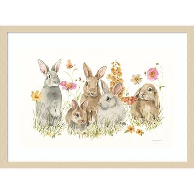 Bunny Hop on Spring I by Lisa Audit Wood Framed Wall Art Print