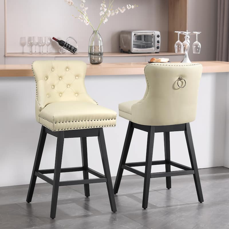 26"/29" Faux Leather Swivel Counter and Bar Height Stools (Set of 1/2/3/4)