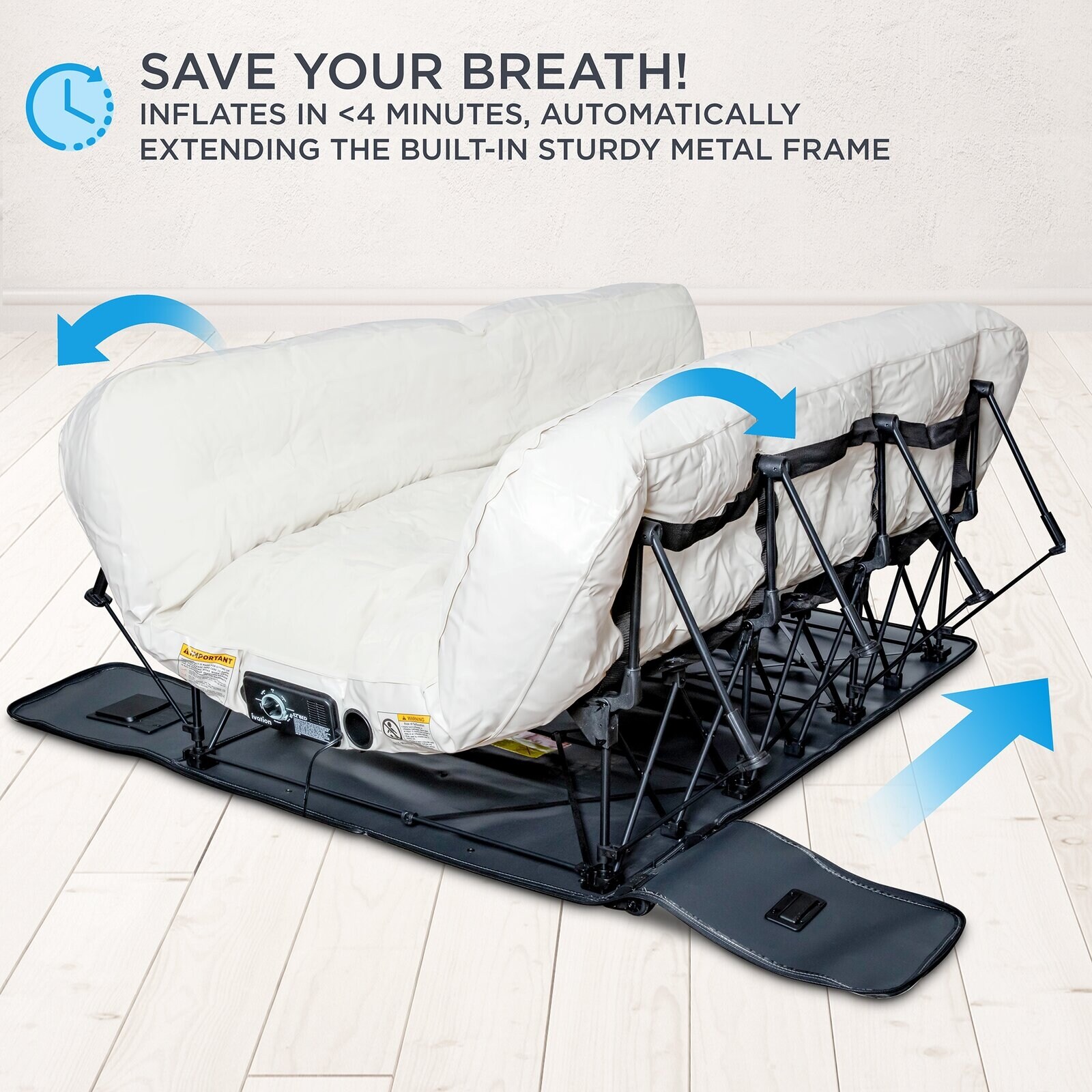 Ivation EZ Bed Air Mattress with Frame and Rolling Case On Sale