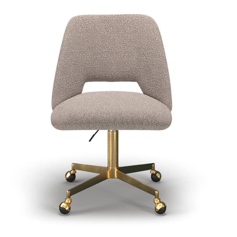 Shelby Boucle Rolling Chair - Grey Boucle / Gold Swivel Rolling Base
