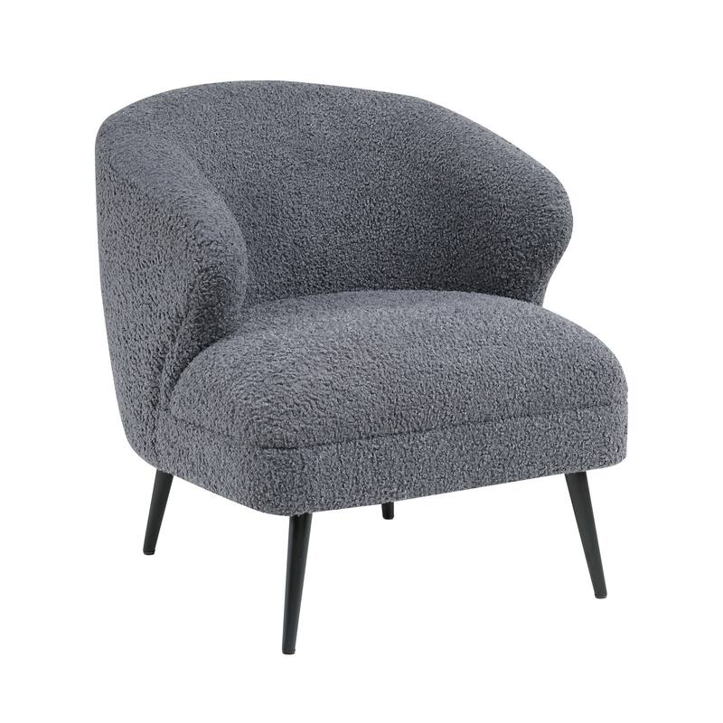Hudson 26" Boucle Fabric Accent Chair - Black Finish Metal Legs - Grey