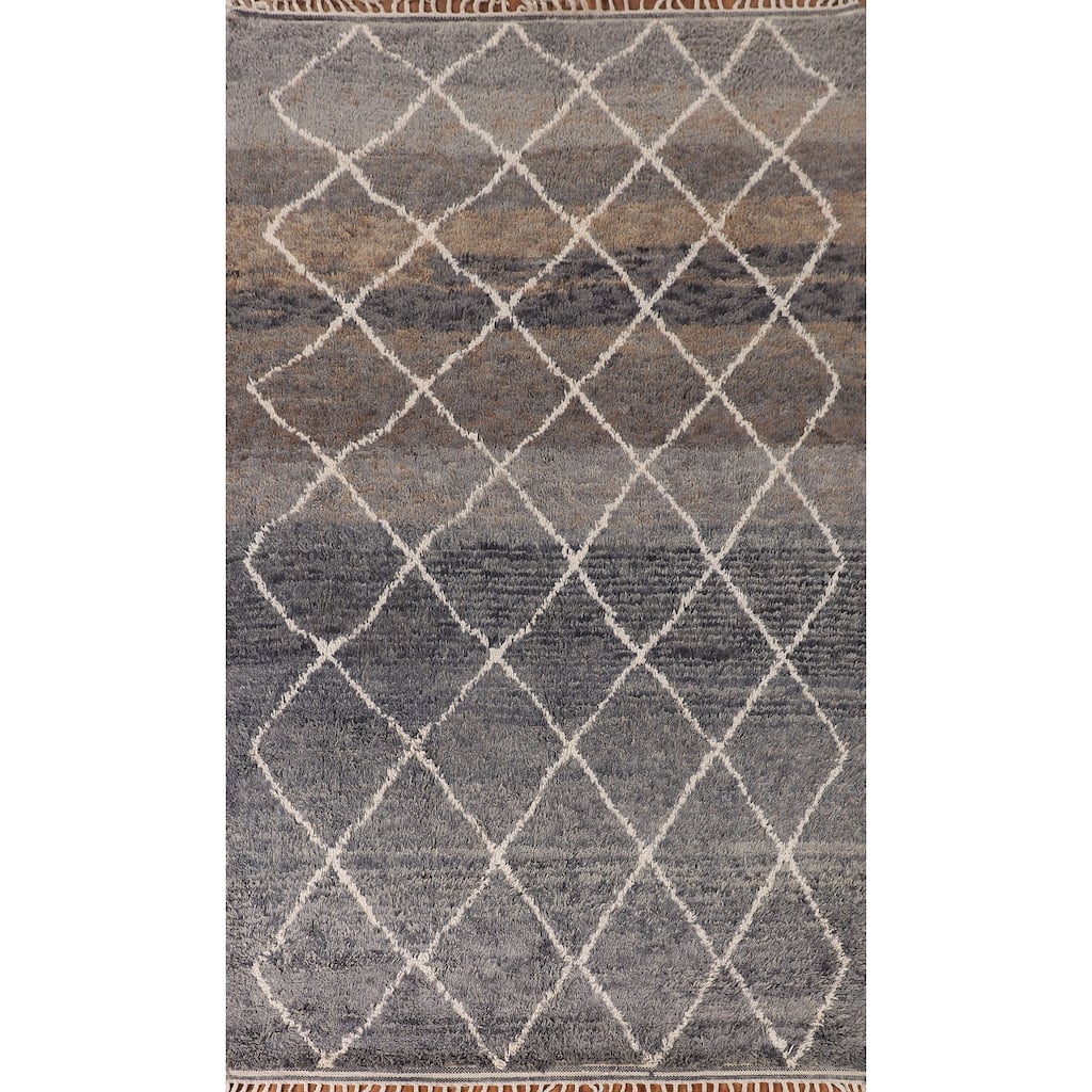 Trellis / Moroccan Oriental Area Rug Hand-Knotted Wool Carpet - 6'0" x 10'2"