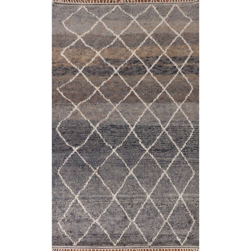 Trellis / Moroccan Oriental Area Rug Hand-Knotted Wool Carpet - 6'0" x 10'2"