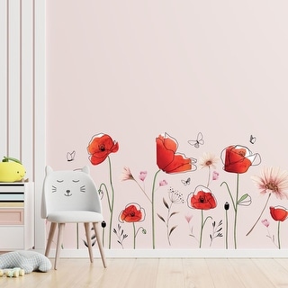 Walplus Delicate Flowers With Poppies Wall Stickers Decals