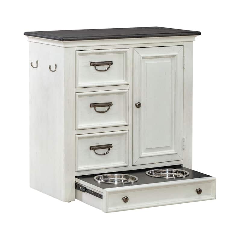 Liberty Furniture Allyson Park Pet Feeder Kitchen Cabinet - Width32" x Depth17" x Height32"