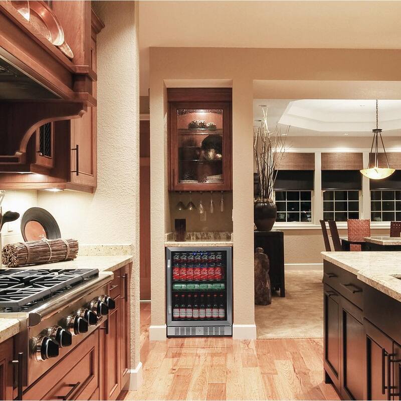 Newair 24" Built-in 177 Can Beverage Fridge in Stainless Steel with Precision Temperature Controls, Adjustable Shelves,