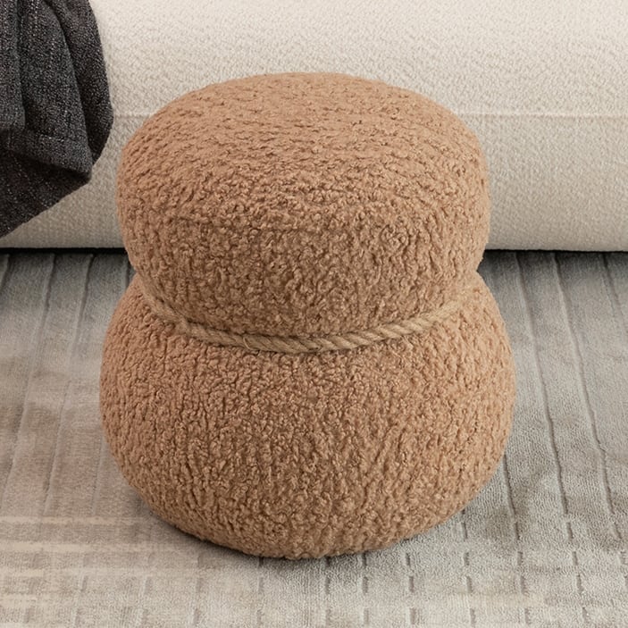 Modern Broadcloth Pleat Snowman Stool for Bedroom - Brown