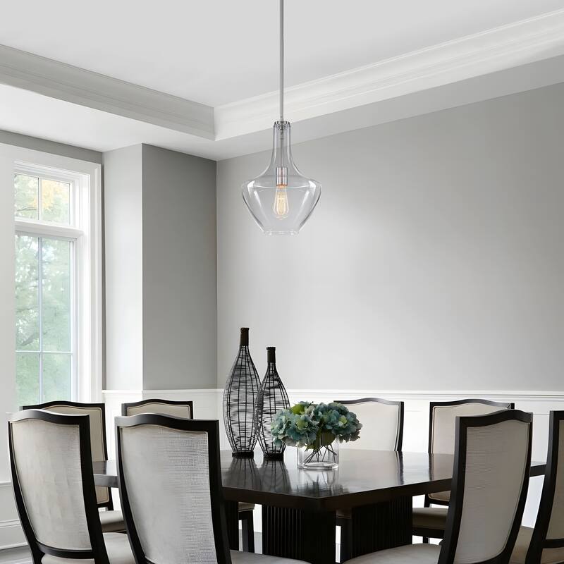 Starsky 1-light Modern Teardrop Pendant Light with Thick Clear Glass Shade