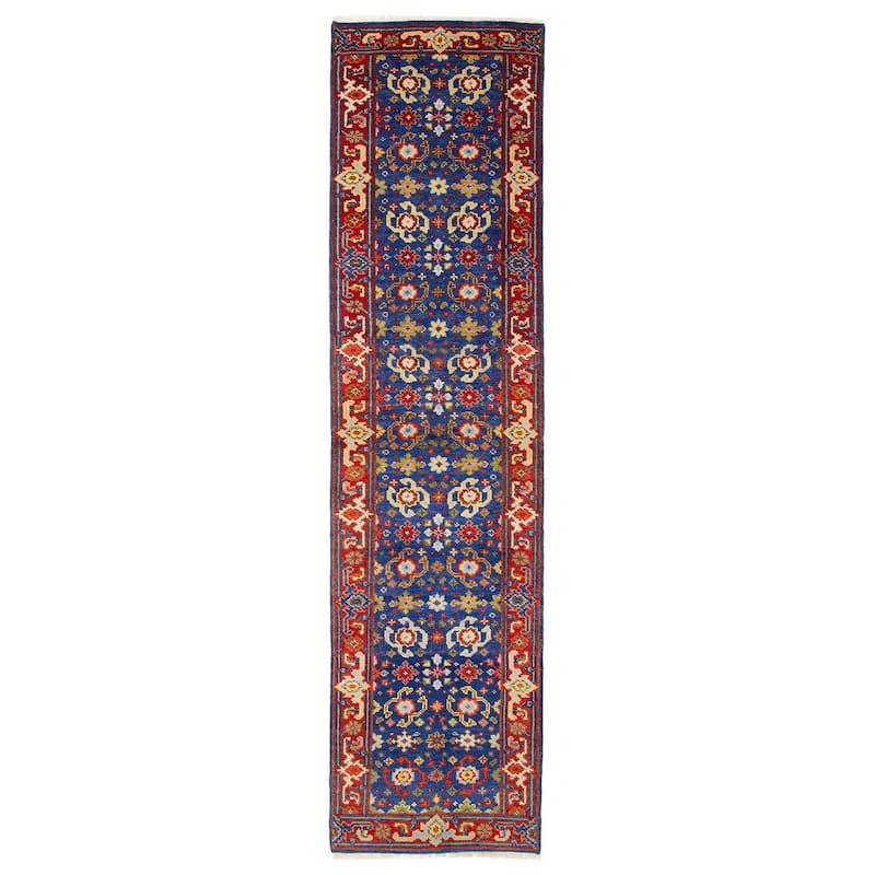 ECARPETGALLERY Hand-knotted Serapi Heritage Dark Blue Wool Rug - 2'5 x 10'1 - Dark Blue - 2'5 x 10'1