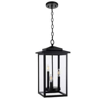 3-Light Transitional Outdoor Hanging Pendant Lantern with Clear Glass