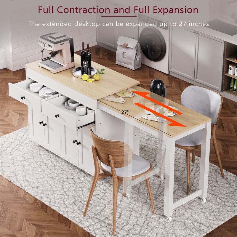 Abner Kitchen Island with Extendable Dining Table